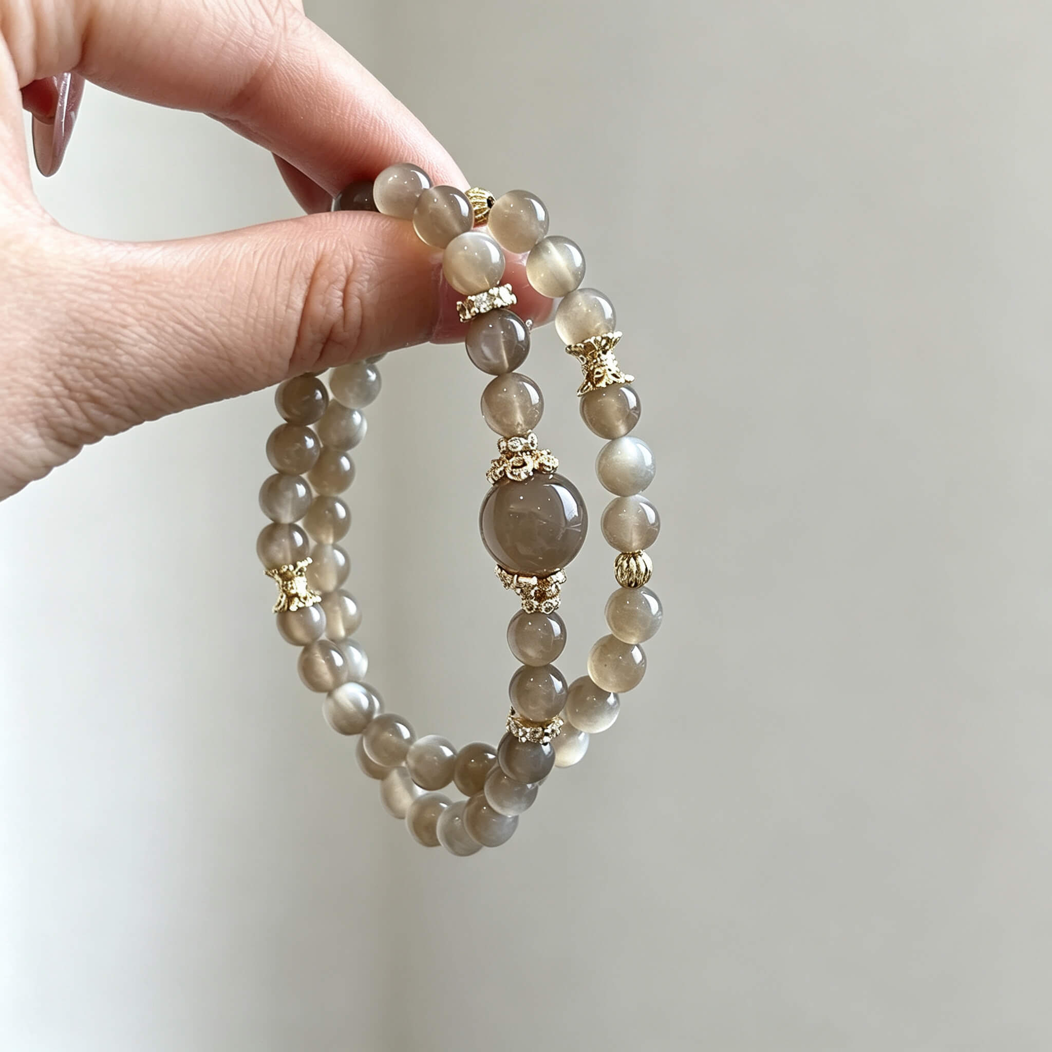 Milk Tea Moonstone Double Wrap Bracelet