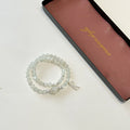 Double Layer Natural White Moonstone Bracelet Cool Touch Cat Eye Healing Crystal Bracelet Women Love Luck Silver Bow Jewelry