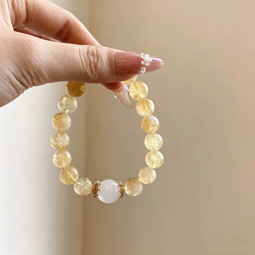 Yellow Azeztulite & Blue Moonstone Bracelet