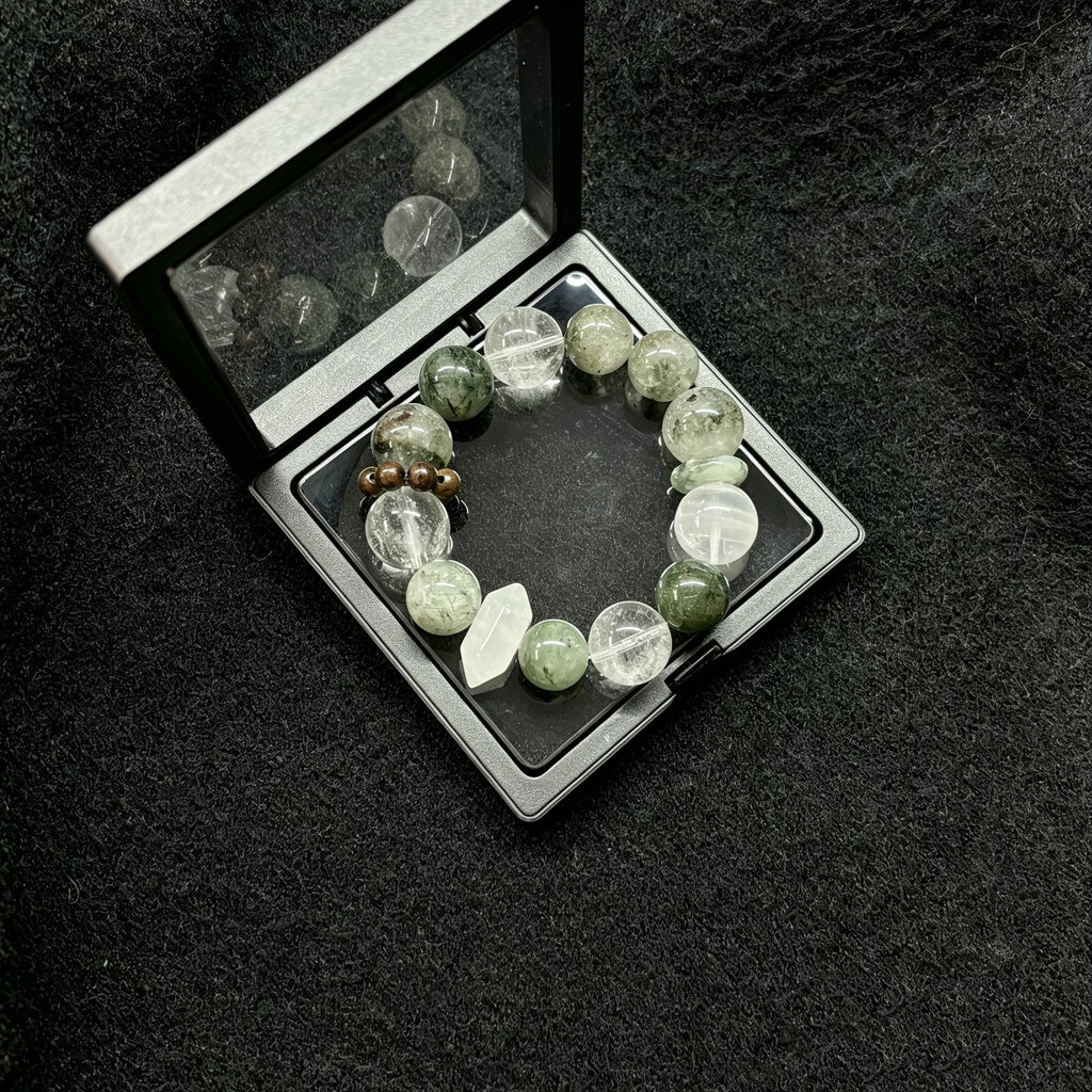 Handmade Green Phantom Quartz Bracelet Boost Career Attract Fortune Clear Negative Energy Healing Crystal Charm