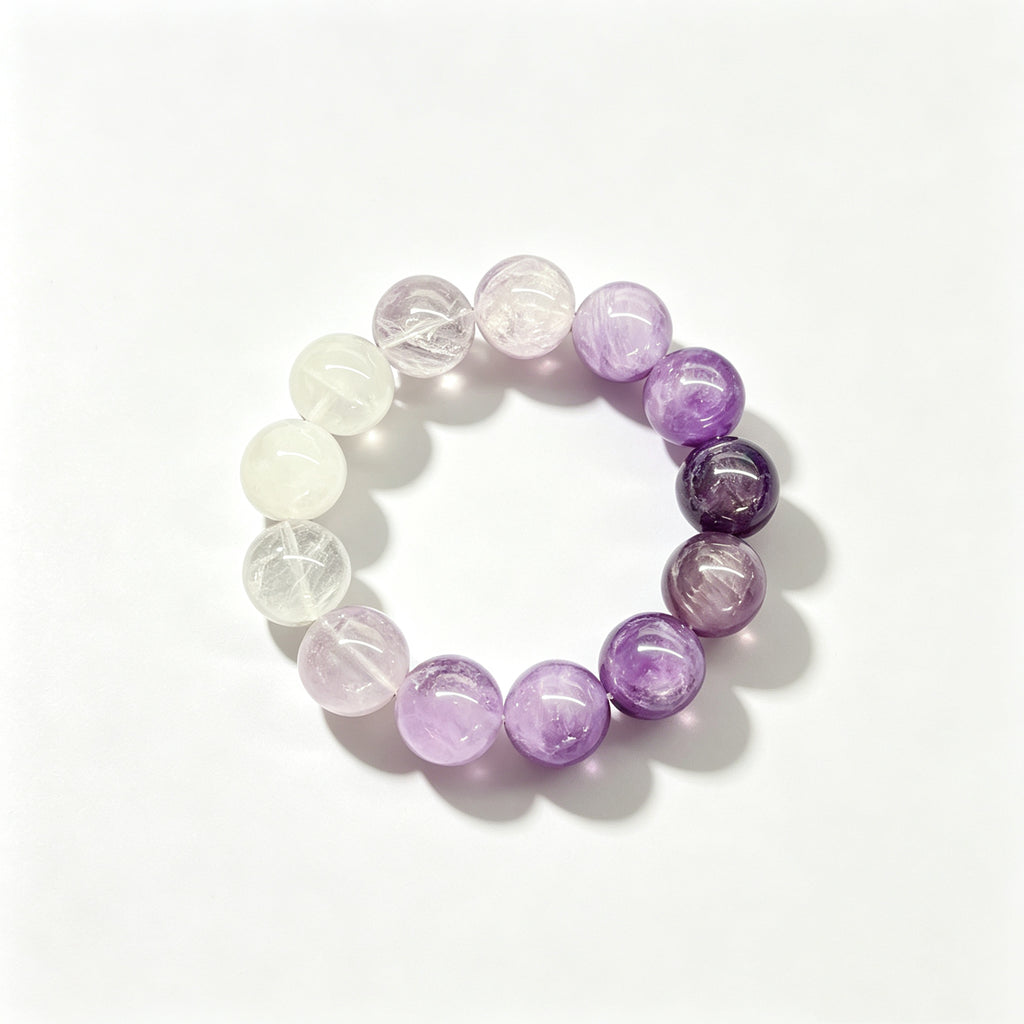 Handmade Four-in-One Purple Crystal Bracelet Boost Study Luck Attract Noble People Purify Negative Energy Healing Charm