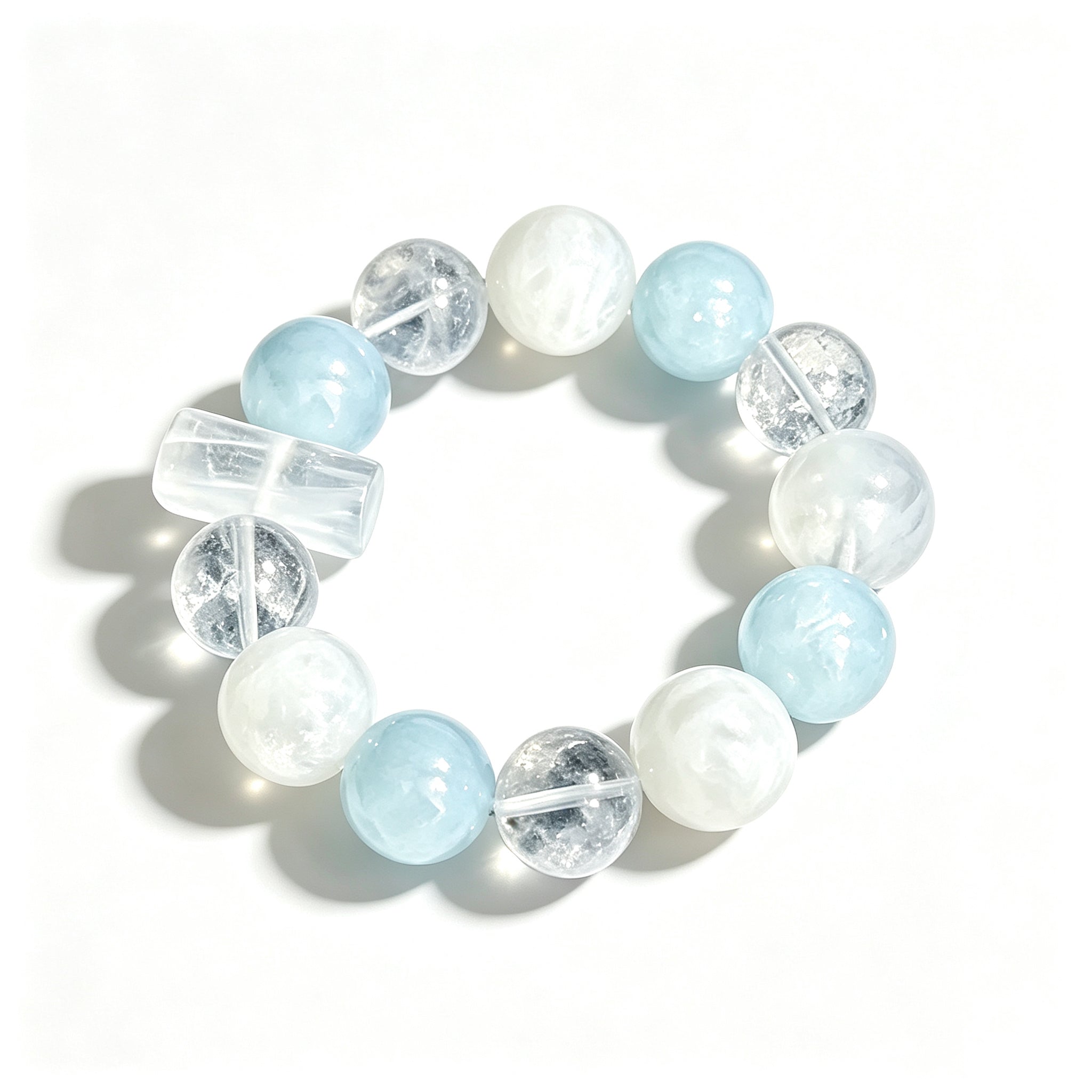 Handmade White Phantom Aquamarine Bracelet Purify Negative Energy Boost Communication Attract Noble People Crystal Charm