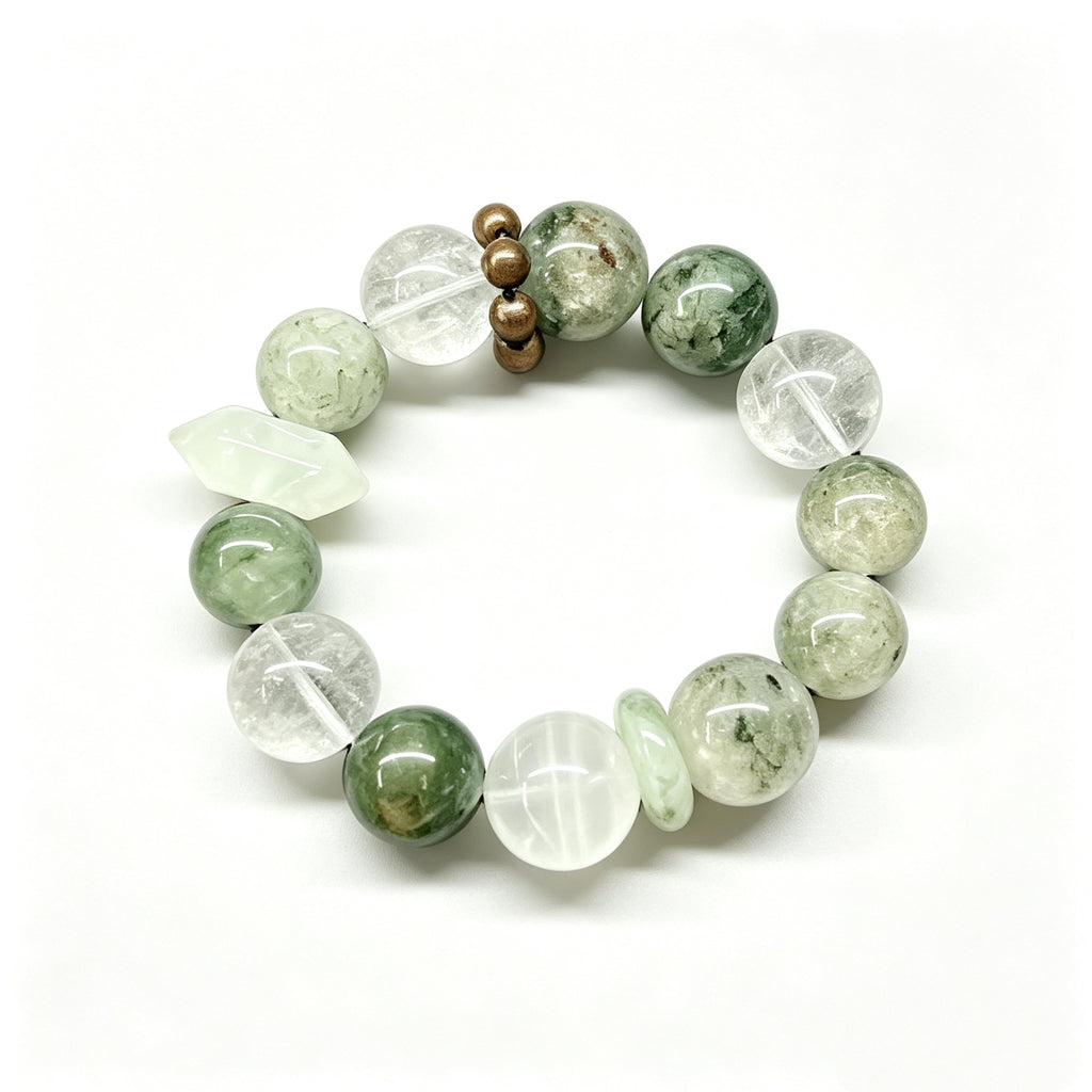 Handmade Green Phantom Quartz Bracelet Boost Career Attract Fortune Clear Negative Energy Healing Crystal Charm