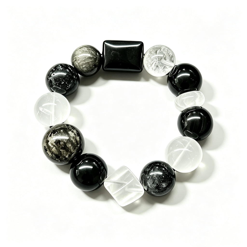 Handmade Four-in-One Protective Crystal Bracelet Block Villains Clear Bad Energy Boost Career Fortune Healing Charm