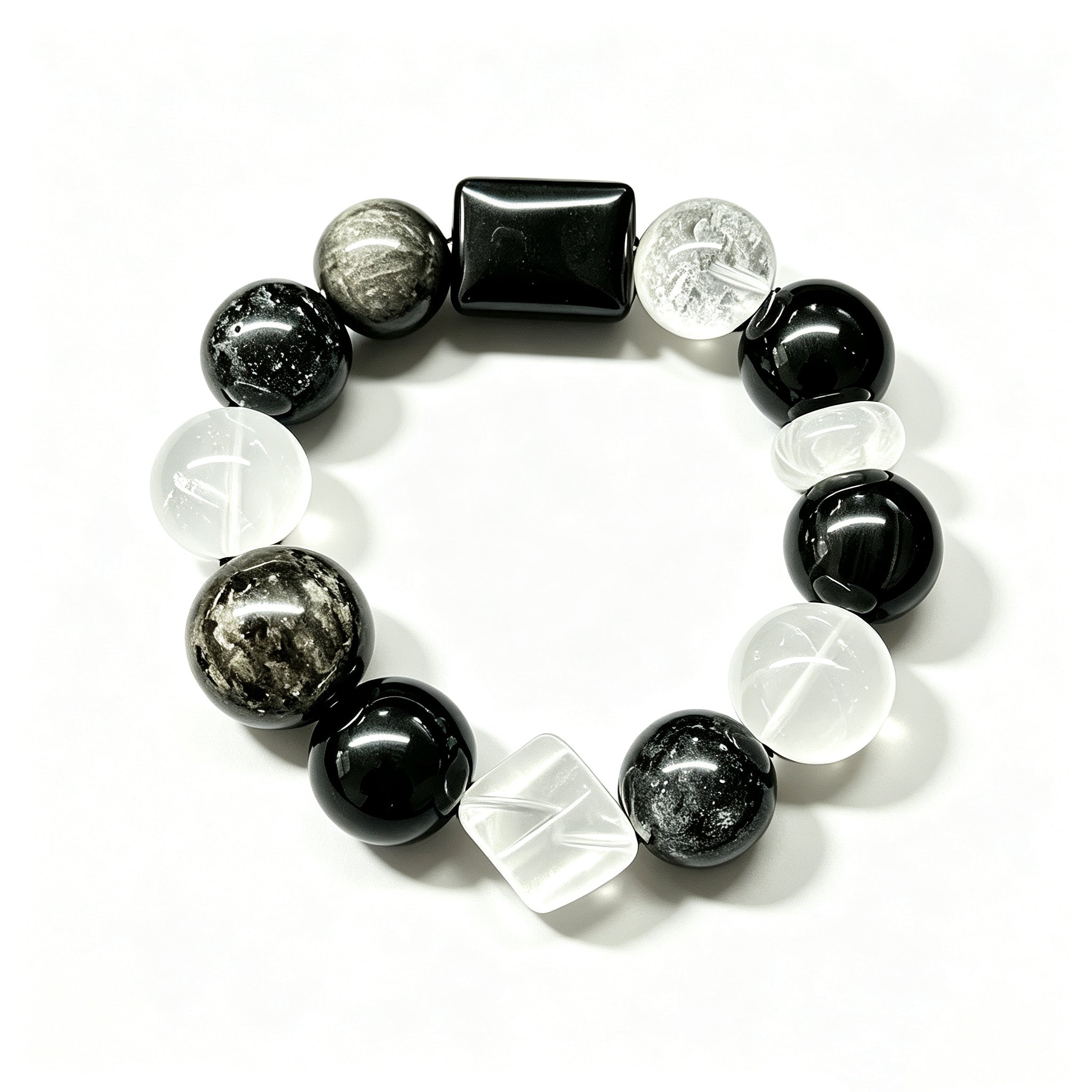 Handmade Four-in-One Protective Crystal Bracelet Block Villains Clear Bad Energy Boost Career Fortune Healing Charm