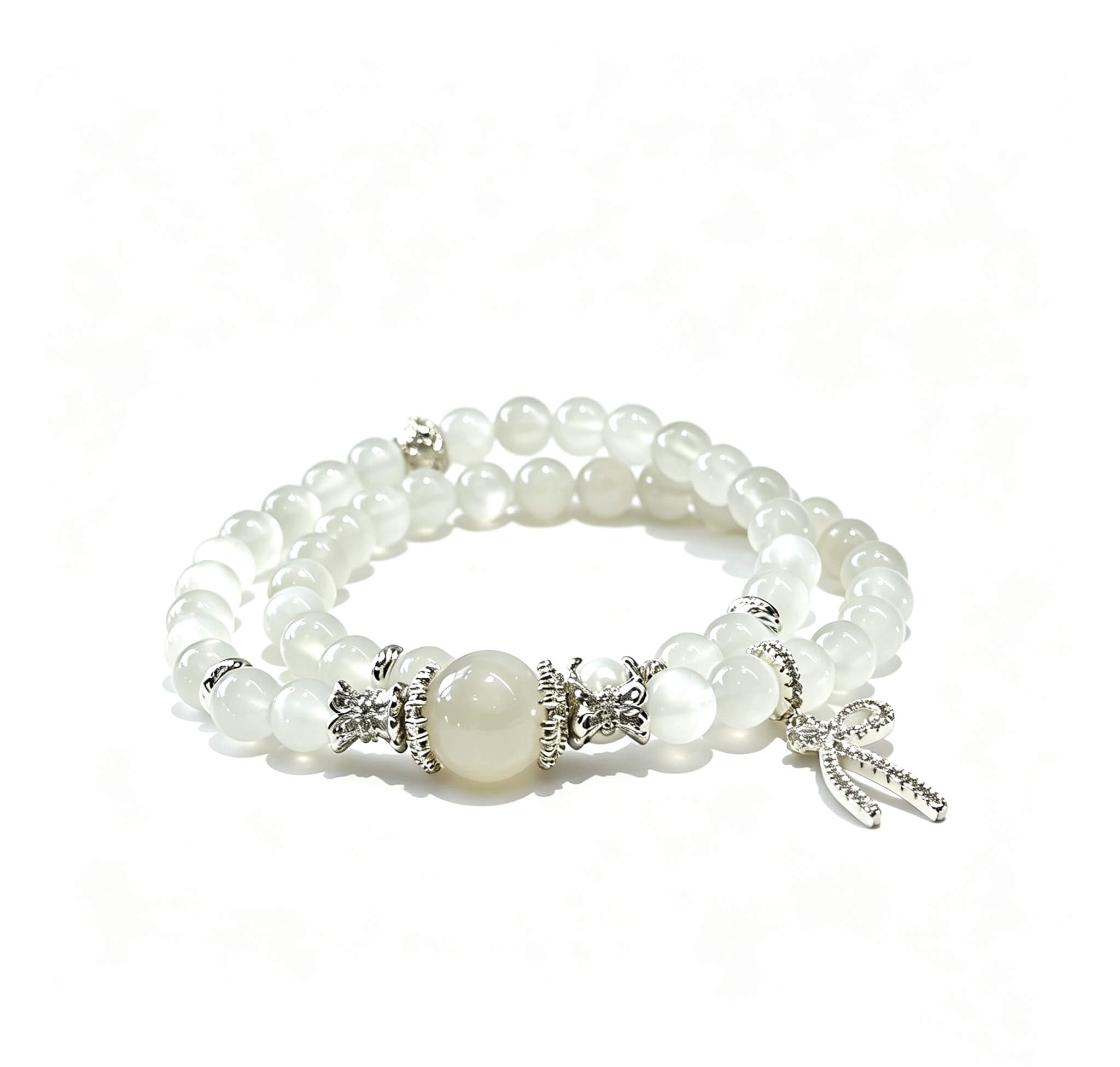 Double Layer White Moonstone Bracelet
