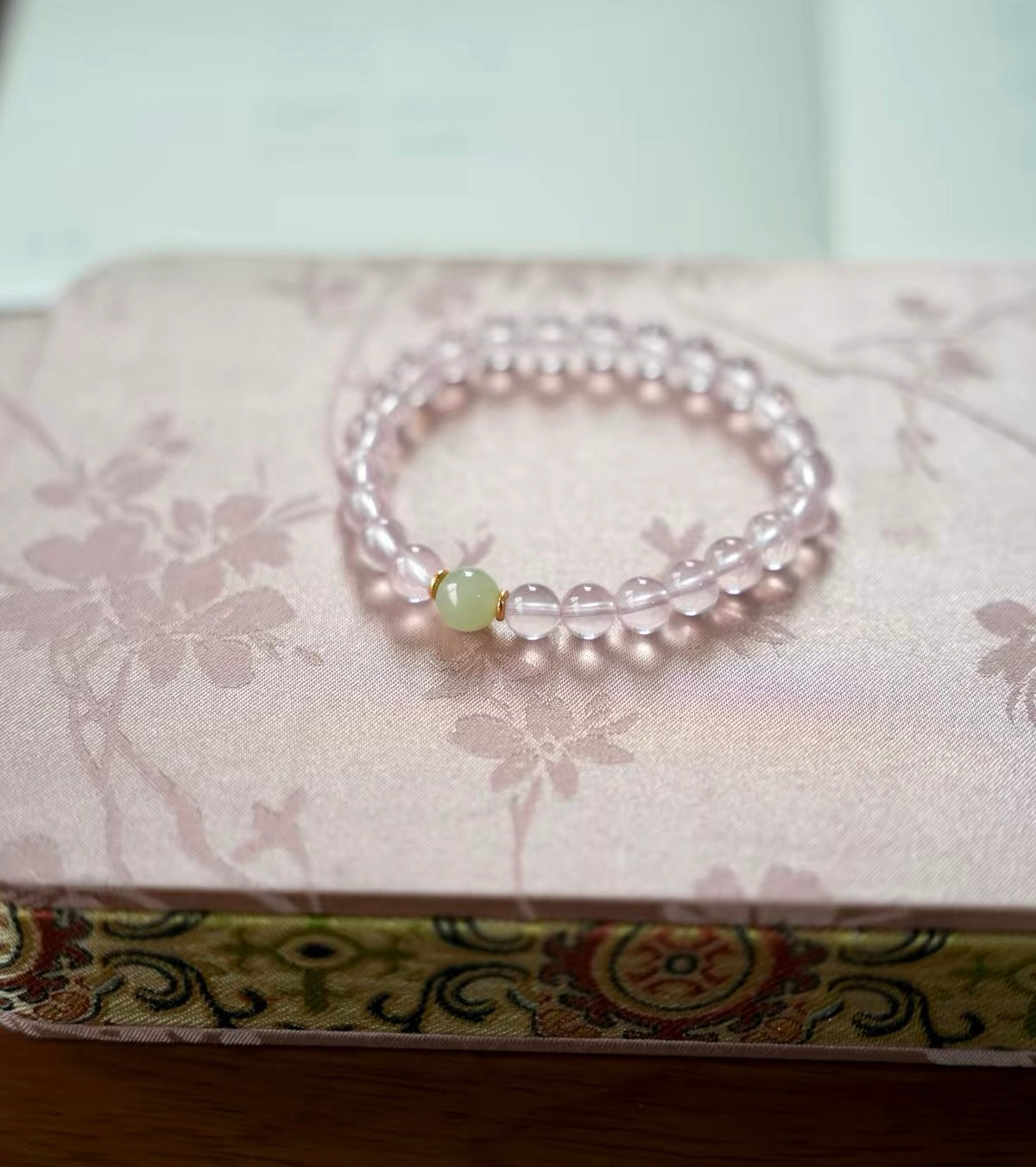 Mozambique Rose Quartz & Hetian Jade Bracelet