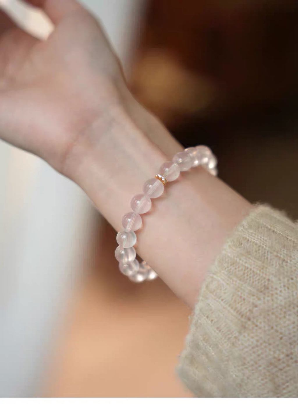 Mozambique Star Rose Quartz Six-Ray Bracelet