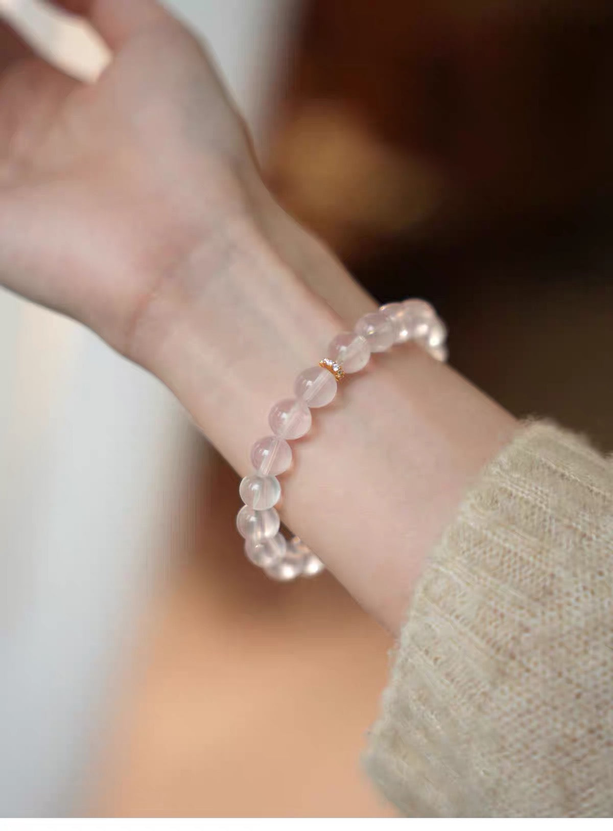Mozambique Star Rose Quartz Six-Ray Bracelet