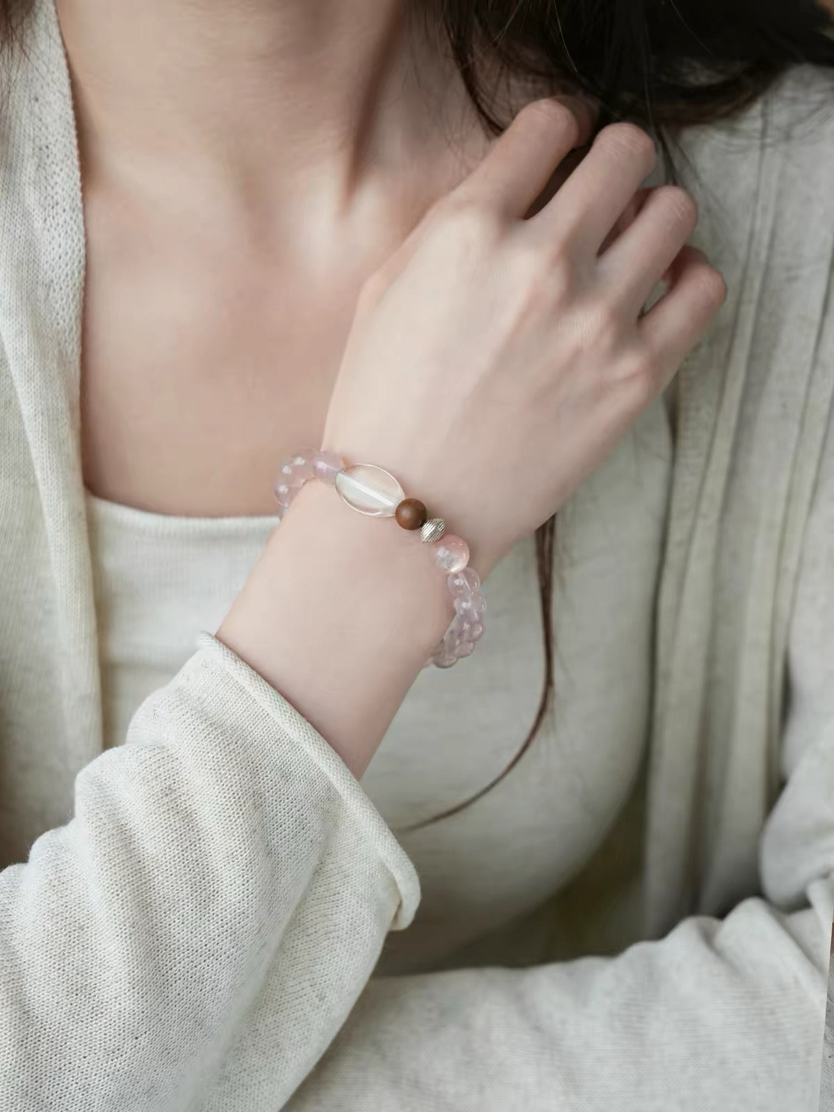 Madagascar Rose Quartz & Lepidolite Bracelet with Sandalwood
