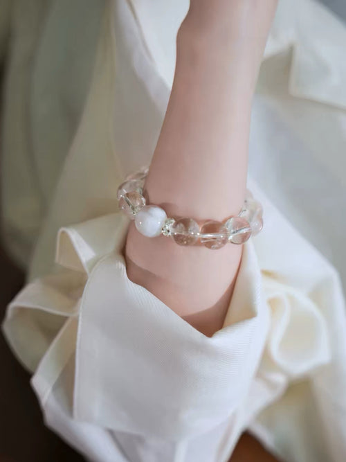 Clear Azeztulite & Snowflake Phantom Quartz Bracelet