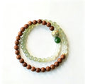 Dual-Loop Hetian Jade & Sandalwood Bracelet with Green Jasper