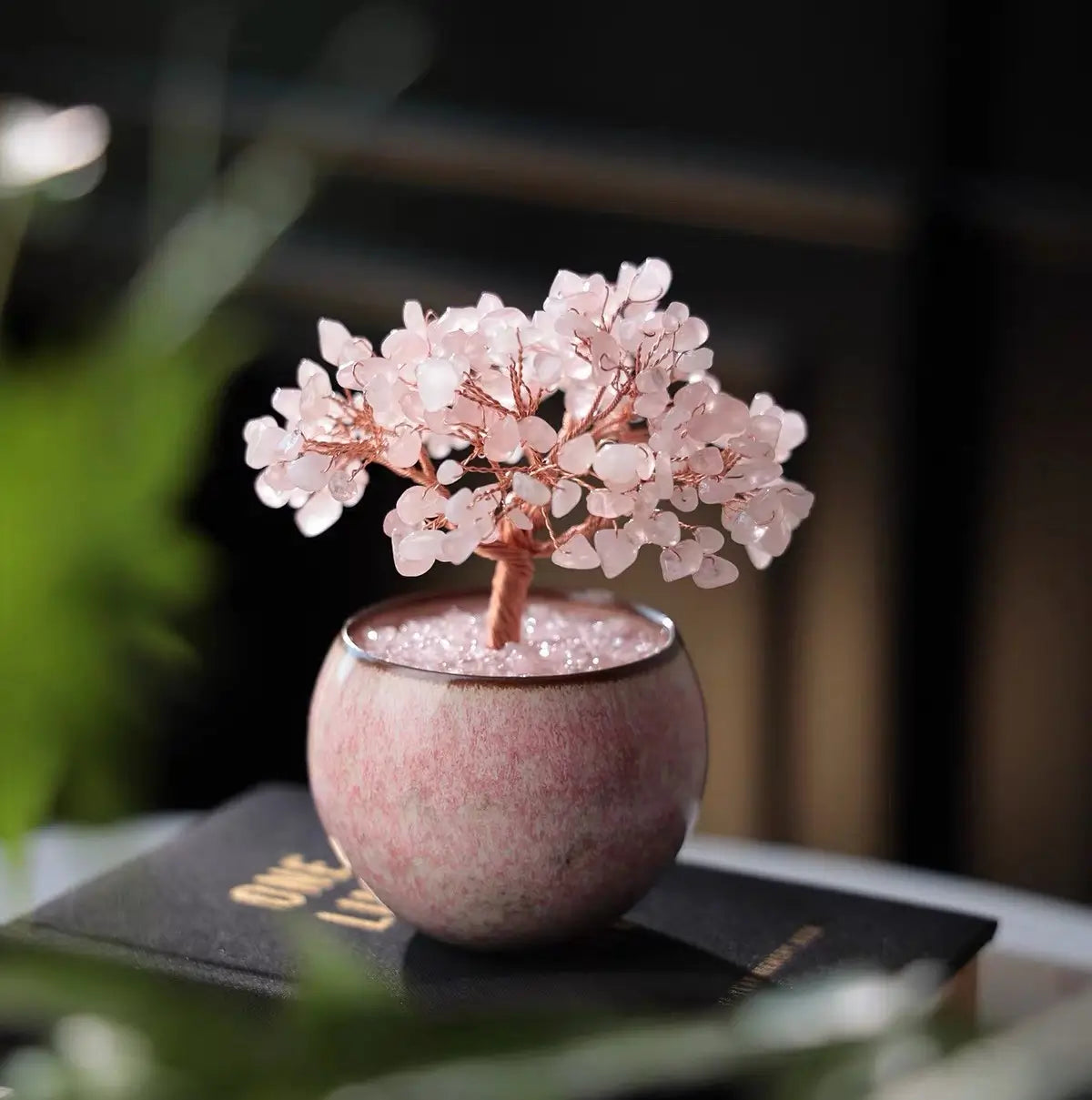 Natural Rose Quartz Crystal Tree