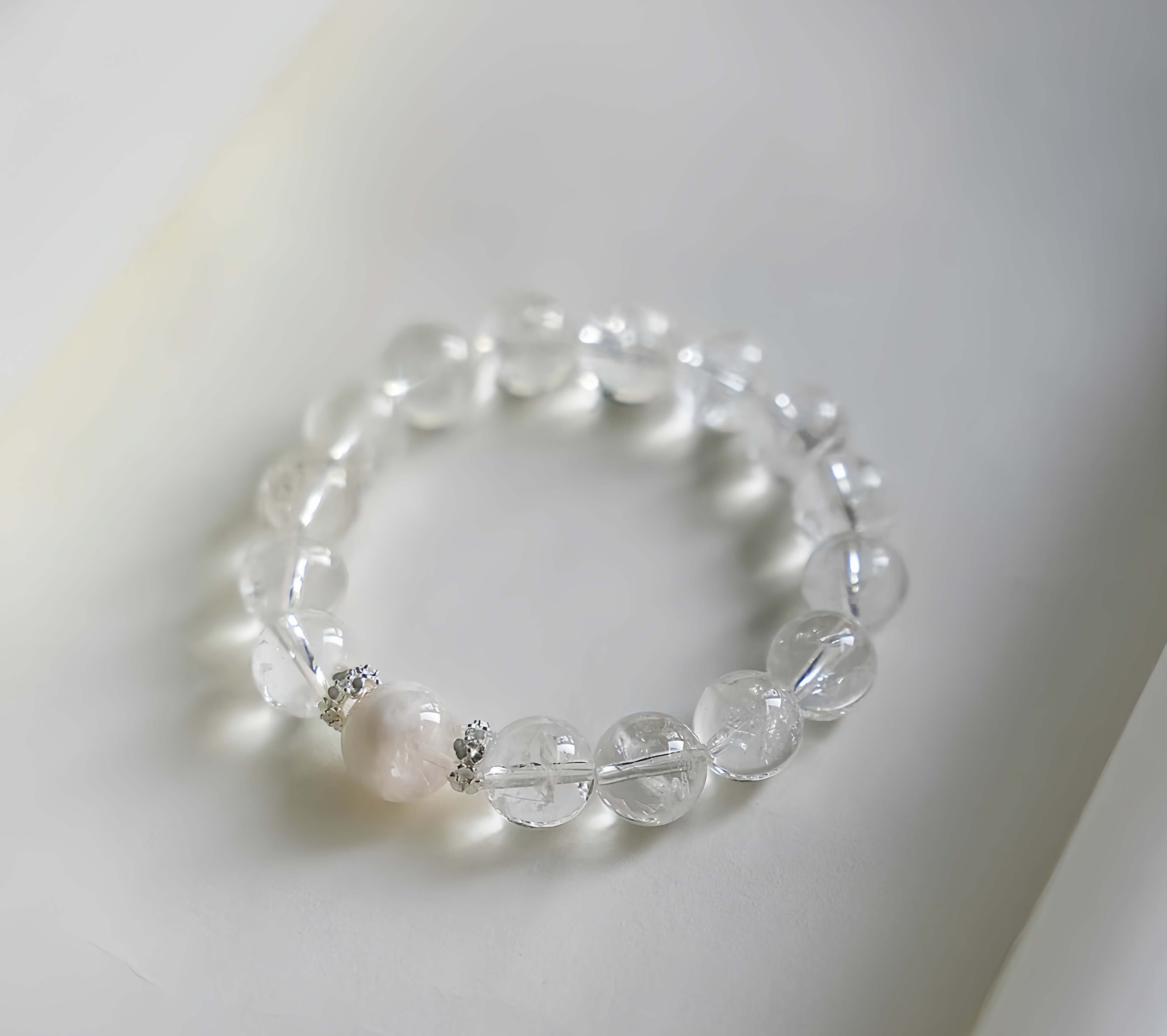 Clear Azeztulite & Snowflake Phantom Quartz Bracelet