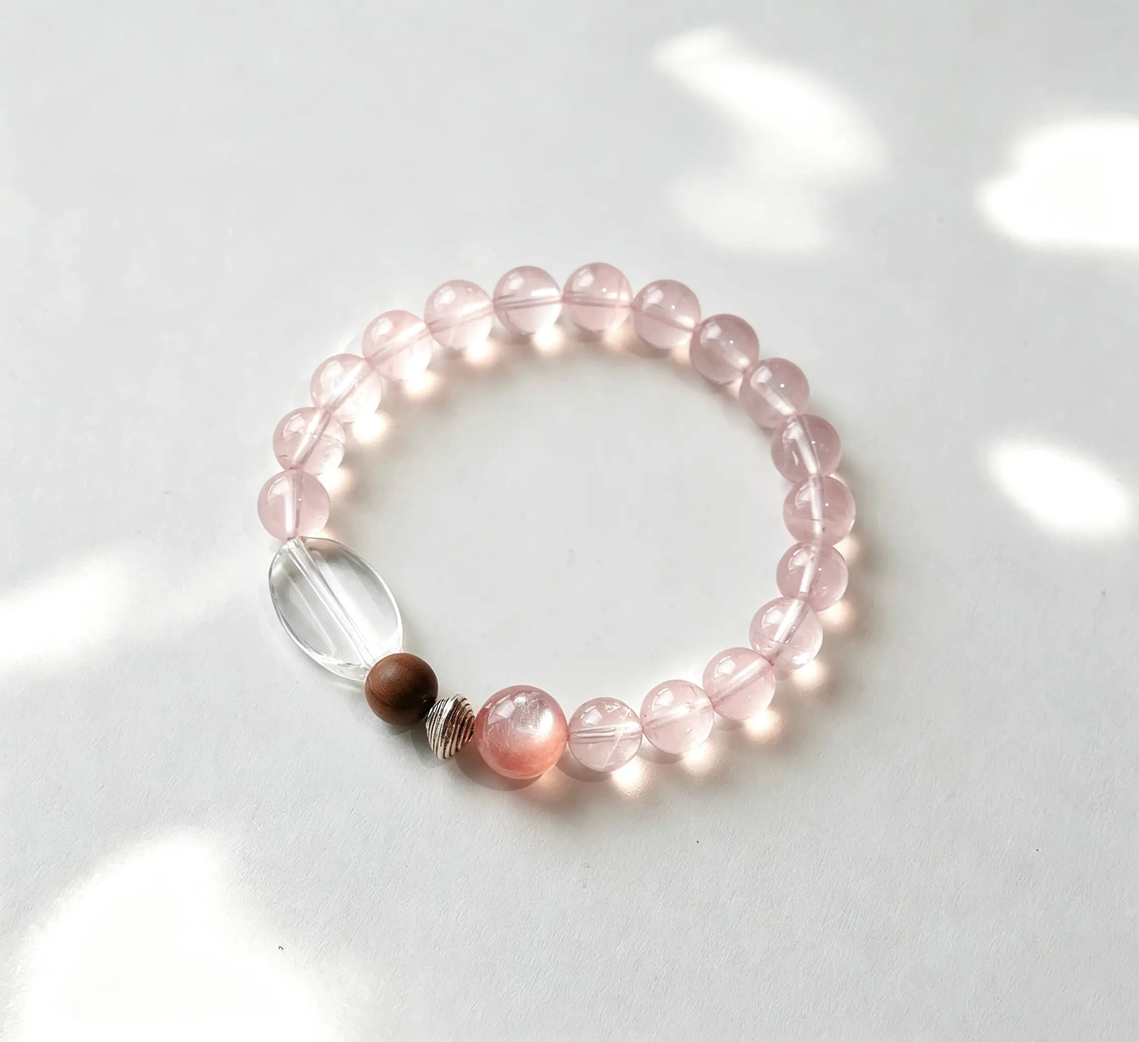 Madagascar Rose Quartz & Lepidolite Bracelet with Sandalwood